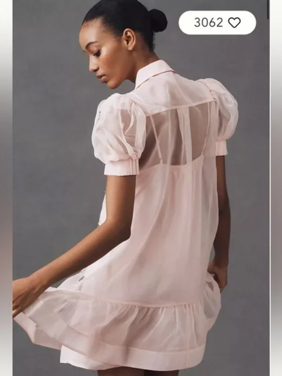 Maeve short-sleeve embellished mini shirt dress - Picture 3 of 3